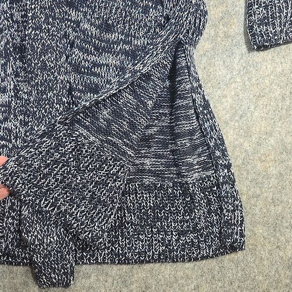 Oprah Magazine for Talbots Cardigan M Long Knit Tie Sweater Heather Blue Pockets - Picture 6 of 10